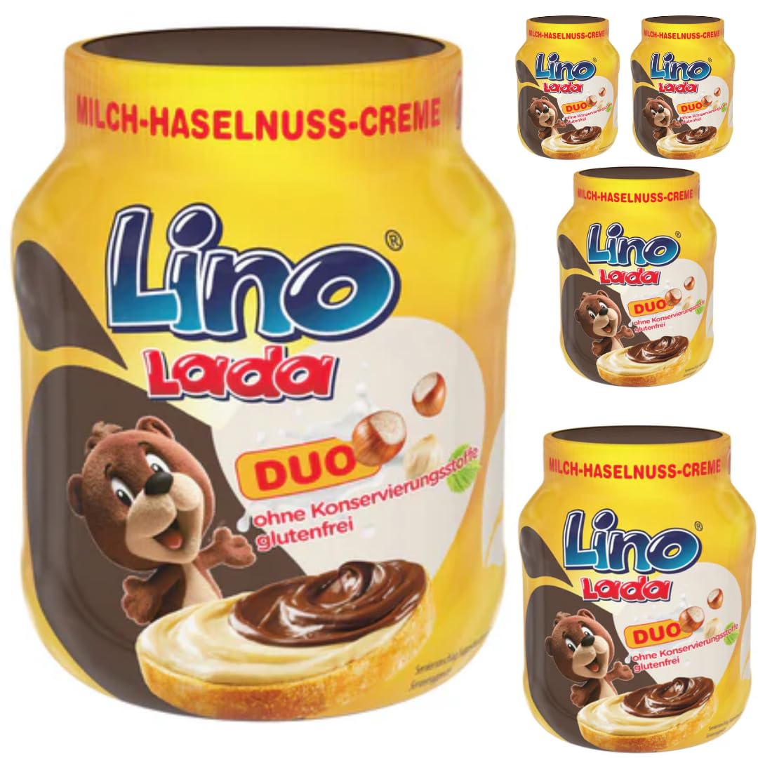 Lino Lada Duo – mleko i orzech laskowy krem czekoladowy do smarowania czekolady 350 g x 5 sztuk