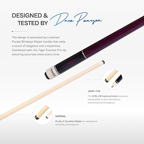 Miniatura 7 de PEARSON Cues Players Series - Taco de billar con envoltura de lino irlandés, 2 piezas, 58