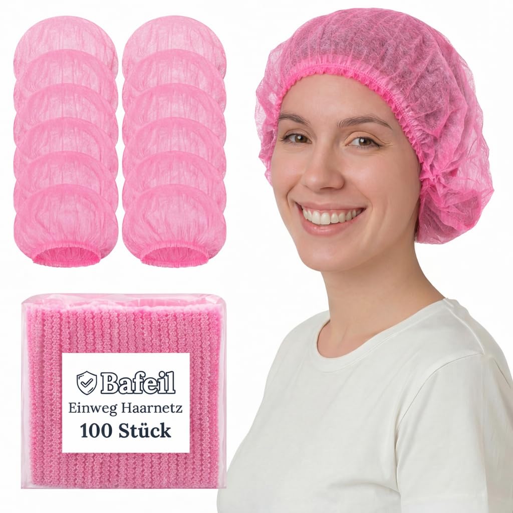 Bafeil Haarnetz Küche - OP Haube aus Einwegstoff Weiß, Einweg Haarnetze für die Küche oder Zahnarzt, Hygienezubehör für die Medizin, OP Kopfhauben 52cm (Blau)