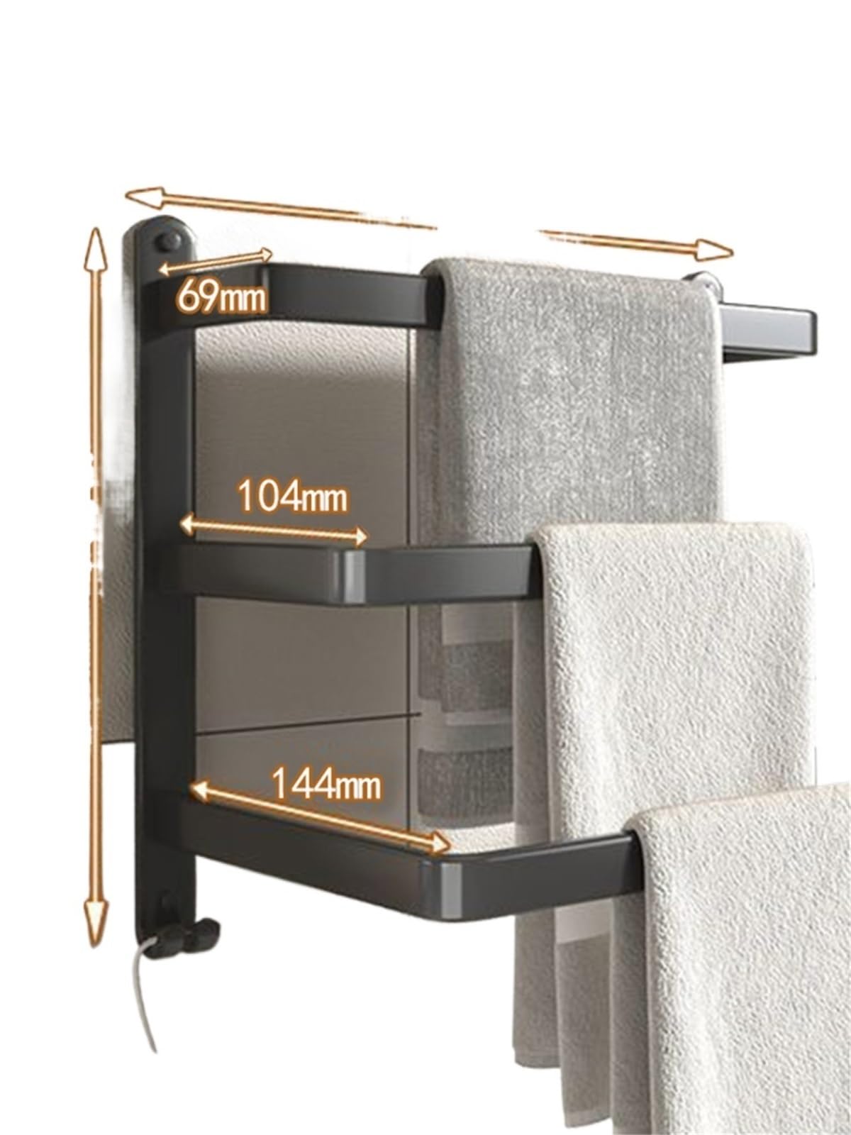 Bath Towel Bars Racks For Bathroom Lavatory Wall Mount, Hanger Space Aluminum Holder Rail for Bathroom(Black Three-pole,11.81inch)