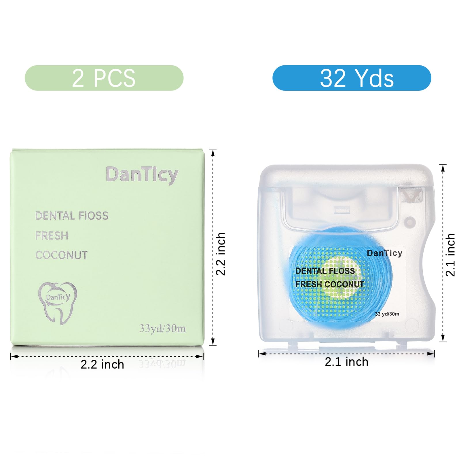 Coconut Oil Infused Woven Dental Floss, Deep Clean Natural Vegetable Waxed Floss, Extra Wide Cleaning and Glides Smooth & Light (33 Yds x 2 Unit)