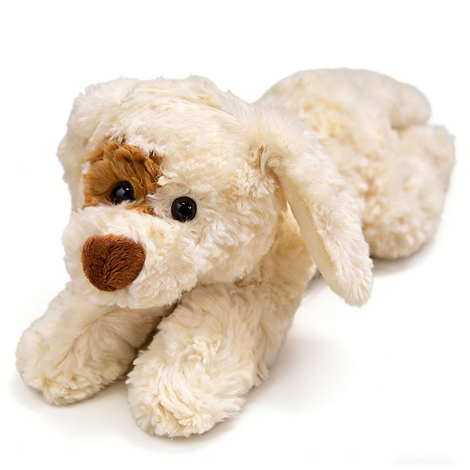 Teddy Dog Plush Toy, Lying Plush Puppy Stuffed Animal Dog Doll, Lifelike Cuddly Teddy Poodle Soft Toy, Furry Huggable Plushie Pillow, Sleep Pillow Animal Cute Pet Gift for Boys and Girls (White,28cm)