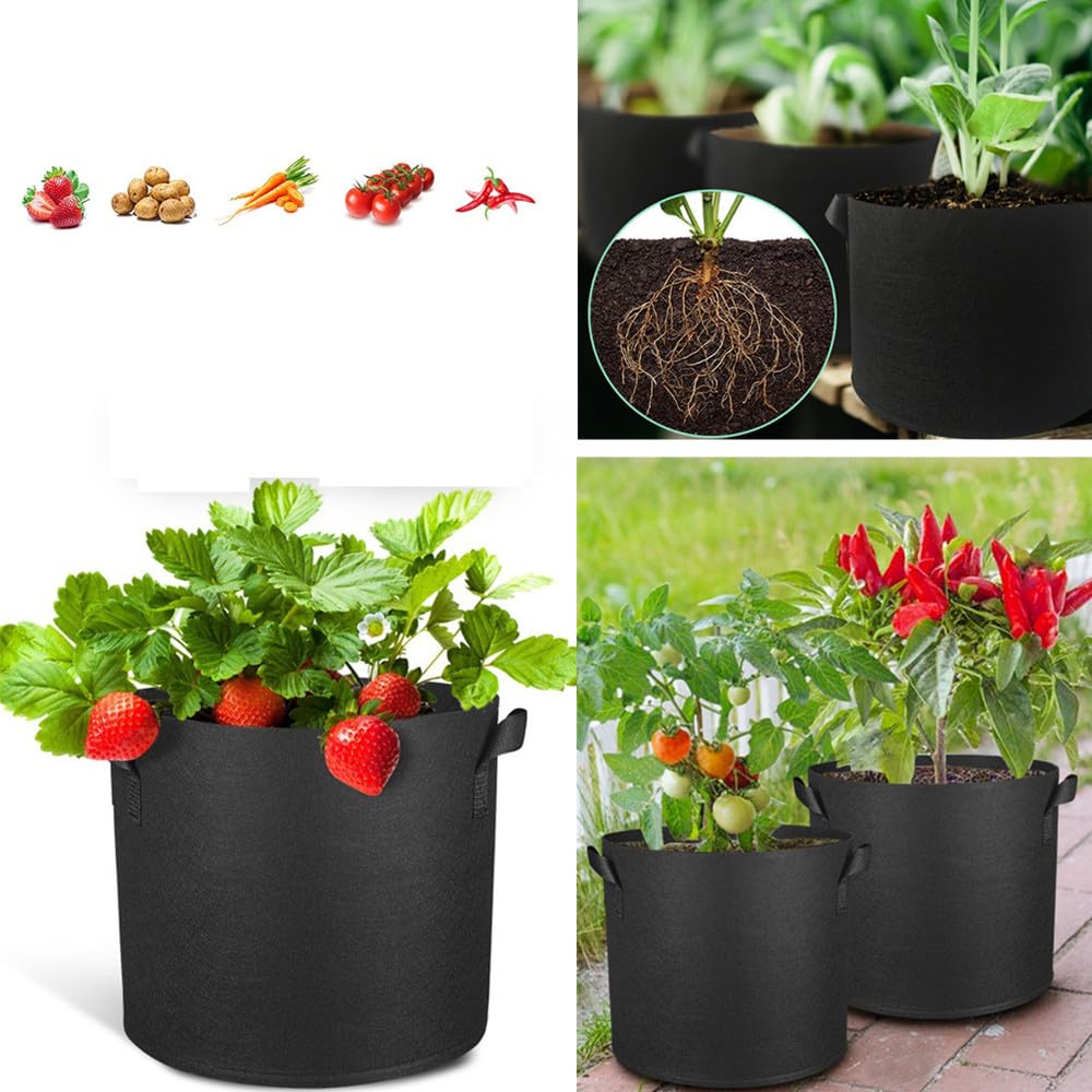 Sacchetti Per Piante In Tessuto Non Tessuto Con Finestra Visiva – 6 Pezzi Da 12L Con Manici – Per Patate, Pomodori, Fiori E Ortaggi Su Balcone