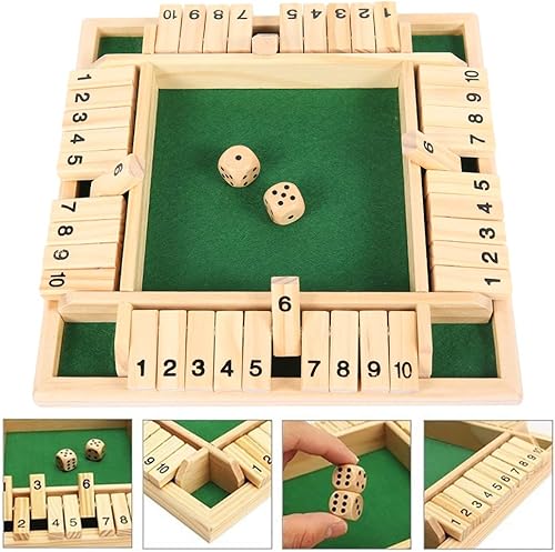 Miniatura 2 de Juego de dados Shut The Box, juego de matemáticas de mesa de madera para 2 a 4 jugadores, juegos de versión de mesa clásicos familiares con