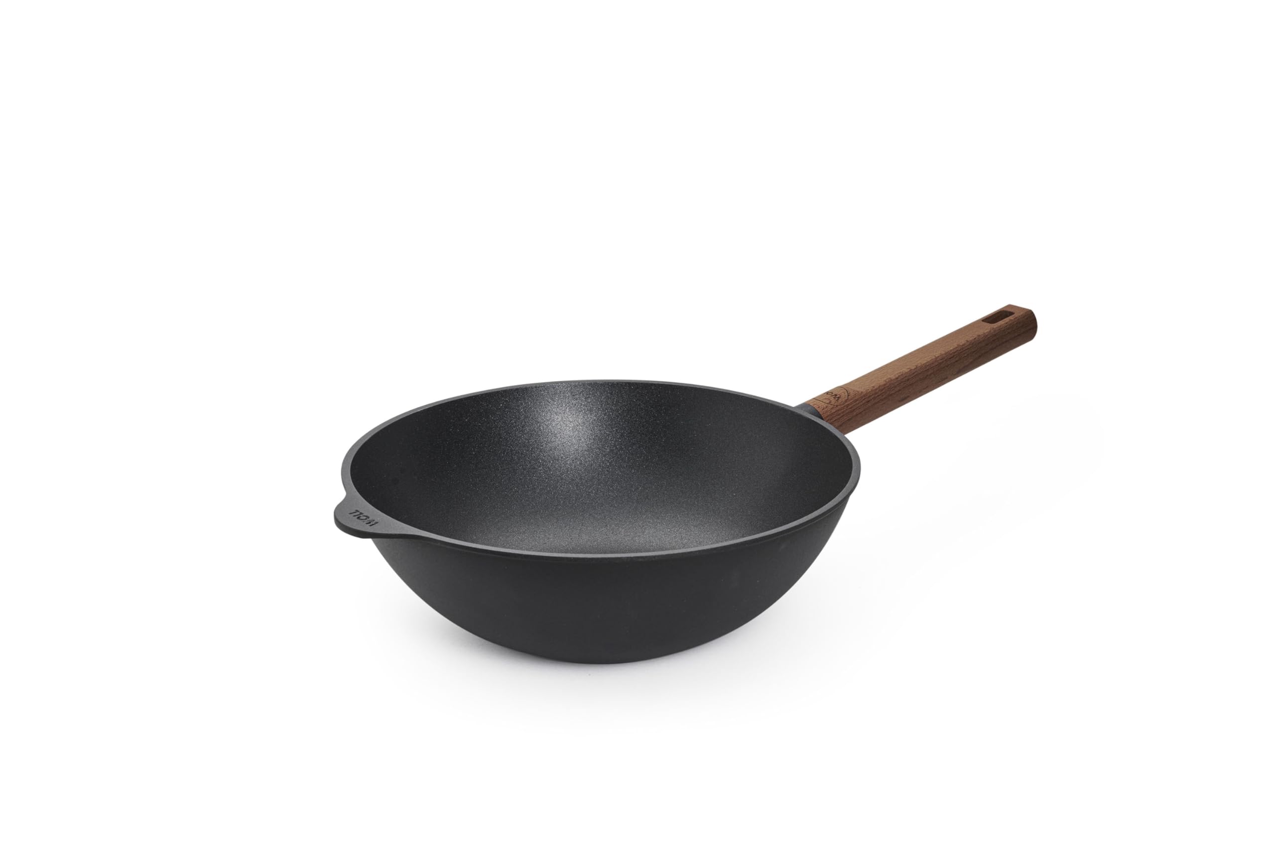 Woll Eco Logic QXR Guss-Flachpfanne - Induktiv -, 28 cm, 5 cm hoch, mit abnehmbaren Stiel - Geeignet für alle Herdarten, PFAS-frei, Antihaft-Versiegelung, Aluminiumguss, backofenfest, schwarz