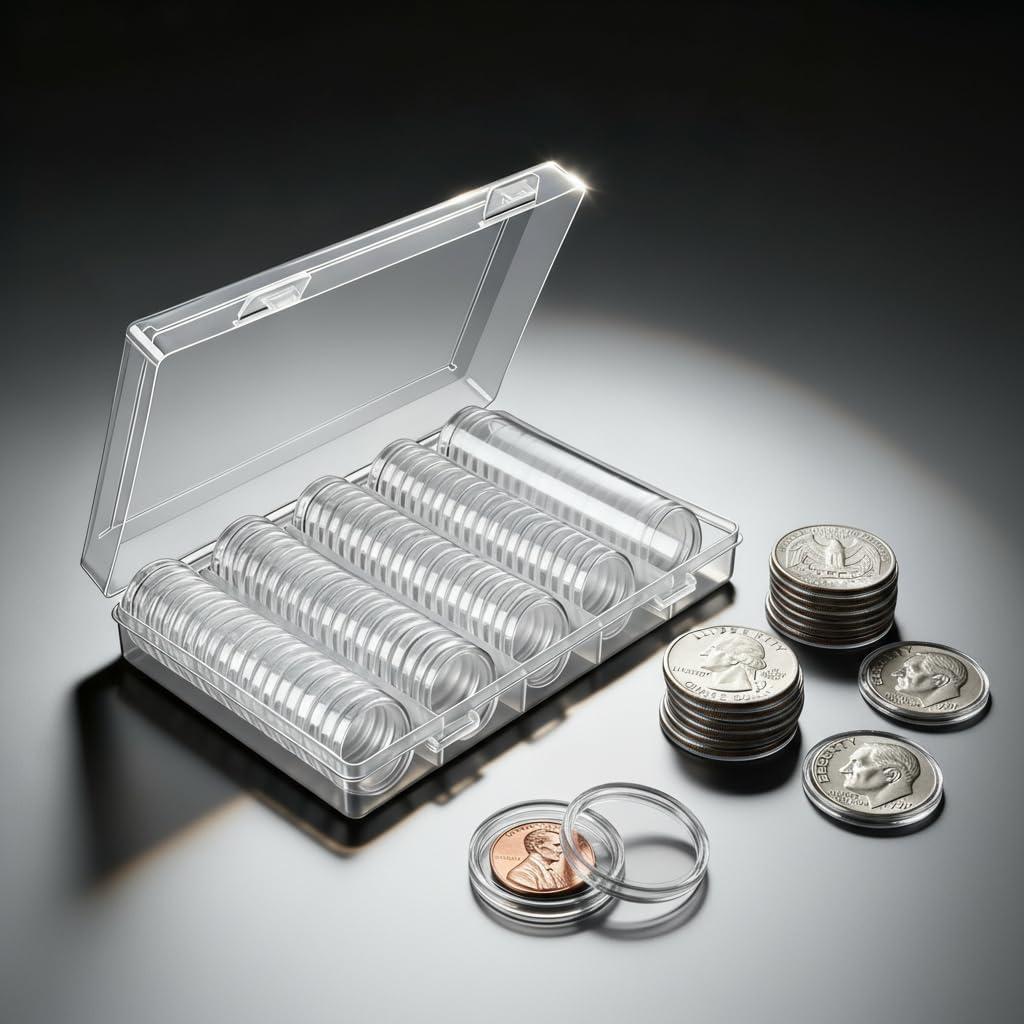 Capsulas Transparentes para Monedas 25mm 100 Pzas miniatura 1