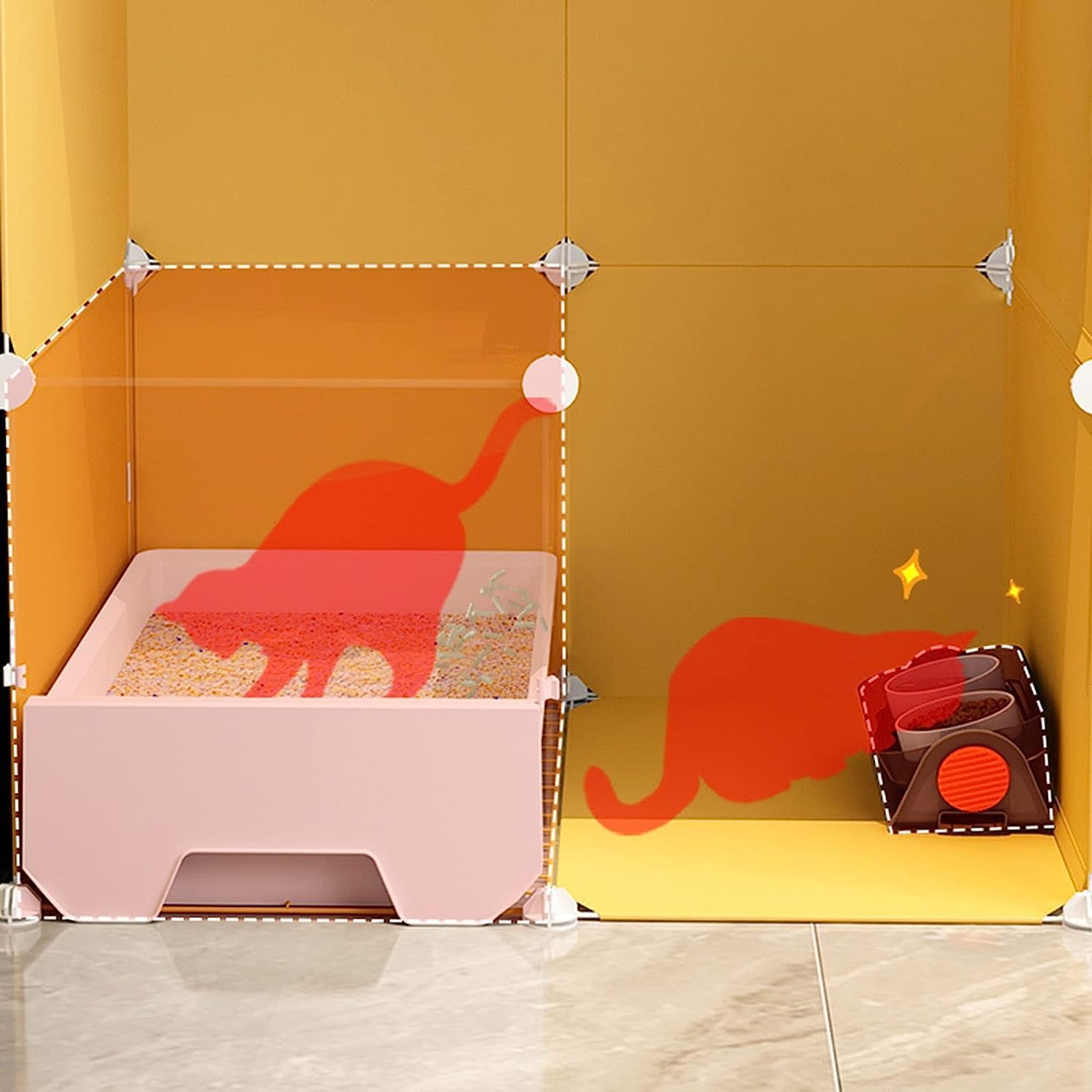 Box per Piccoli Animali Gabbia per Gatti di Grandi Dimensioni Recinto per Interni in Filo Metallico, Recinzione da Giardino Portatile Gabbie per Gatti per Interni Grandi con lettiera e Porta