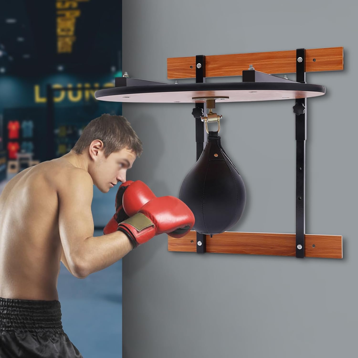 Speed Bag Platform, Heavy Duty Adjustable Height Speed Bags for Boxing, Professional Fitness Speedbag/Punching Bag Boxing Equipment for Training at Home, Wall Mount Speed Bag Reaction Training Kit
