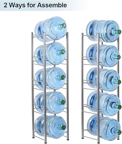 Miniatura 2 de Estante enfriador de agua de 5 niveles, estante de almacenamiento de botellas de agua de 5 galones, estante desmontable resistente para botellas de