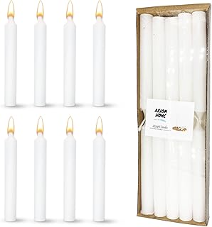 Axiom Home - Pack of 20 Straight Household Candles-4 Inch Long-2 to 3 Hours Burning Time 100% Cotton Wick â€“ Unscented Candles Set for Dinner Tables, Restaurants, Ceremonies, Mothers Day & Emergency