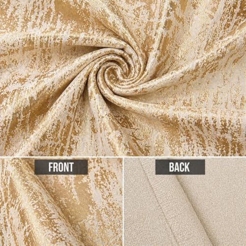 Image of HUTI Home Room Darkening Door Curtain for Home | Heavy Polyester Knitted Jacquard Look Eyelet Curtain | Texture Print | Gold | 7 Feet (120 x 213 cm) | Set of 2