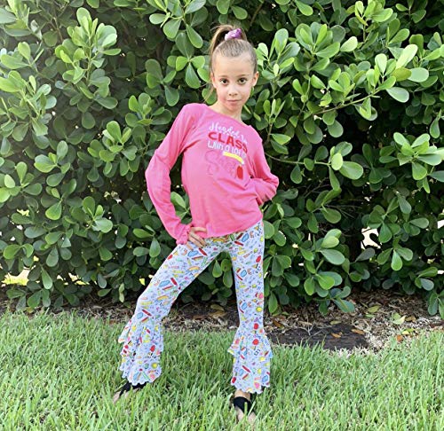 Image of Unique Baby 2 Piece Girls Double Ruffle Leggings and Long Sleeve Shirt Clothes Set Kid and Toddler Girl Outfit