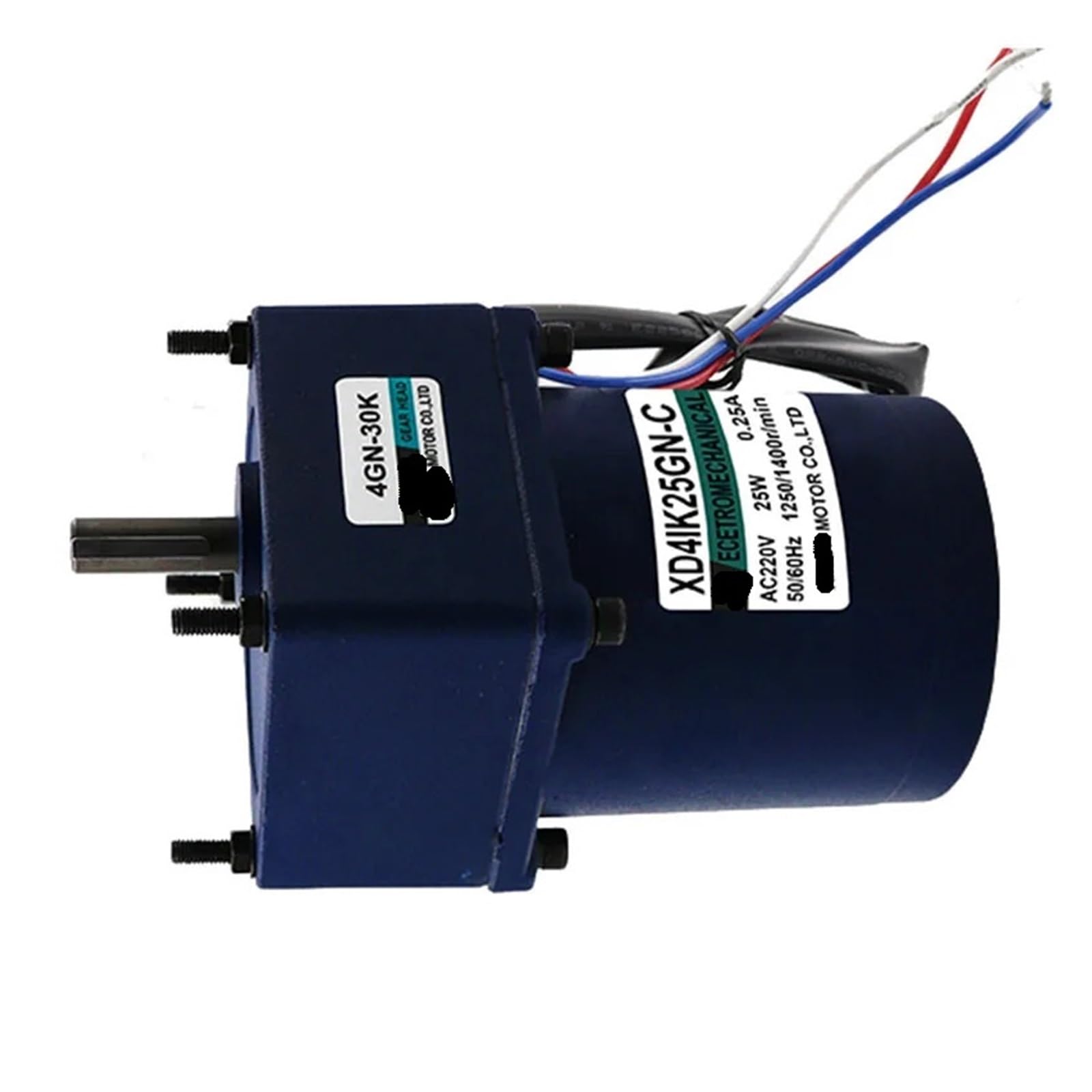 AC Motor De Velocidad Ajustable Motor Motorreductor de Engranajes de CA de 220 V y 25 W con Motor monofásico de capacitancia y Velocidad Fija, Motor pequeño(200rpm Only Motor)