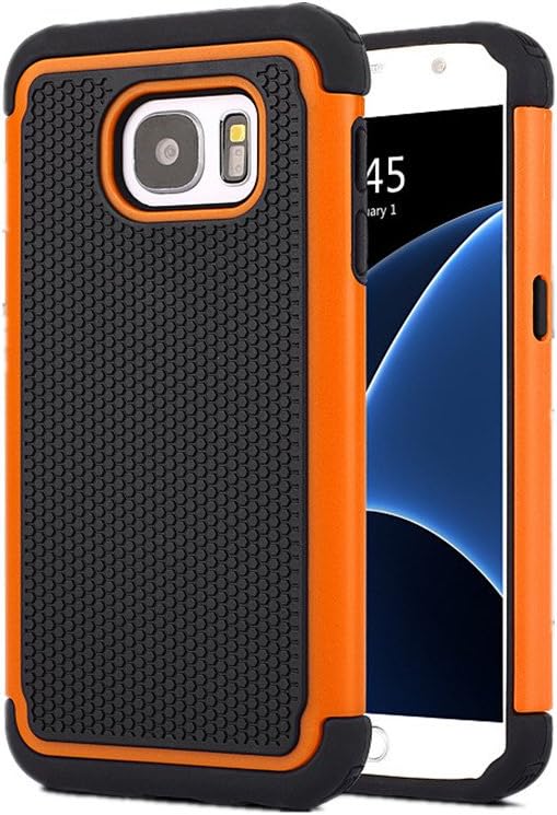 Galaxy S7 Case, KONEA S7 Case [Heavy Duty Protection] [Shock Absorption] [Drop Protection] Football lines Premium Dual Layer Case Cover for Samsung Galaxy S7 2016 (Oranage)