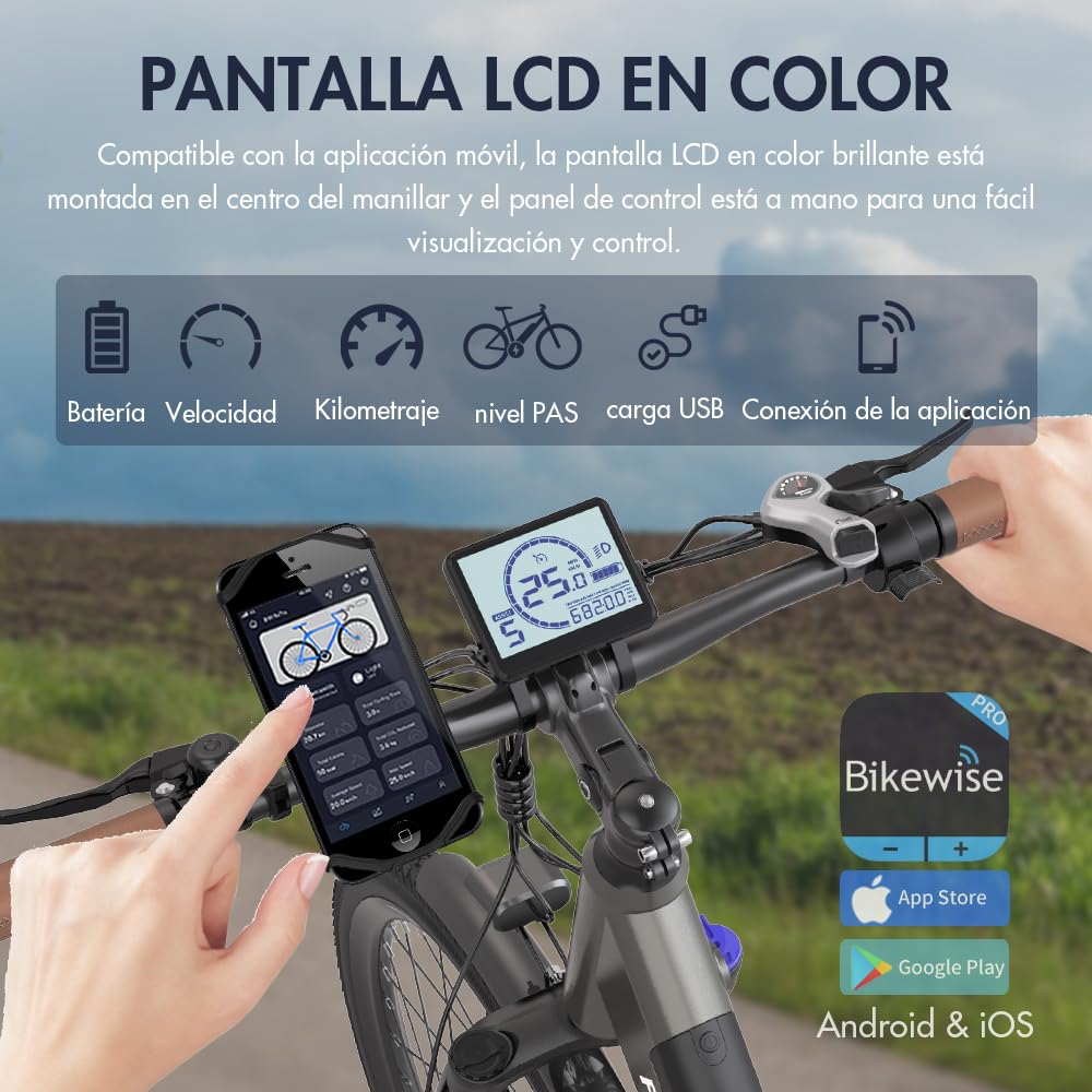 Fafrees F26 Pro Bicicleta Eléctrica, 250W 26" Mujer Bici Eléctrica Urbana, 14.5Ah/522Wh Batería, Soporta App Móvil, Alcance 90-110KM