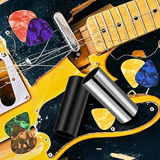 4 diapositives de guitare (dont 3 en métal, 1 en verre), 5 médiators et 4 médiators avec boîte en plastique. - Les Beatles, Paul McCartney, John Lennon, RIngo Starr, George Harrison 4 diapositives de guitare (dont 3 en métal, 1 en verre), 5 médiators et 4 médiators avec boîte en plastique. – Image 6