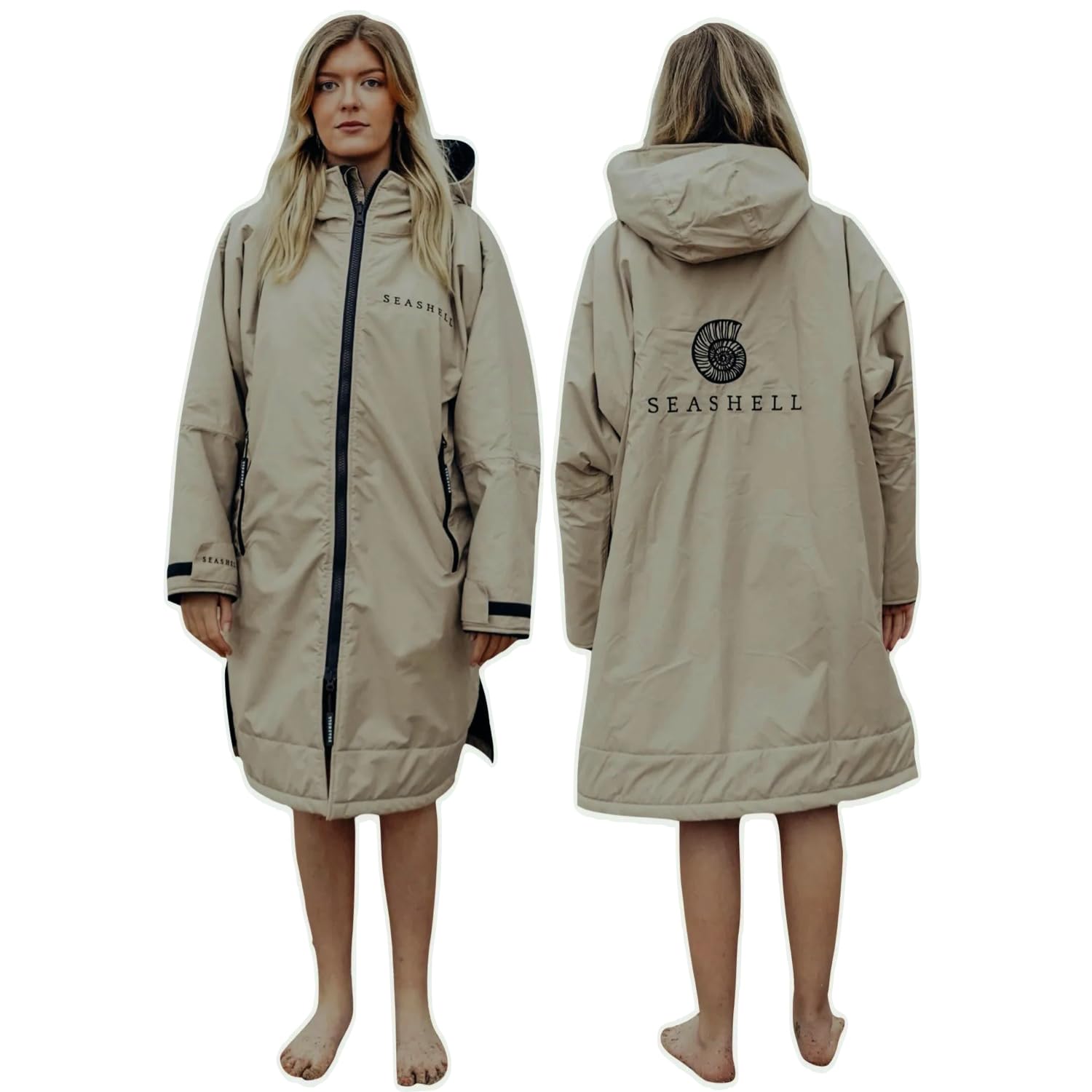 Adult Waterproof Changing Robe with Fleece Lining - Waterproof Windproof Oversized Coat - Swimming - Water-sports-image-16