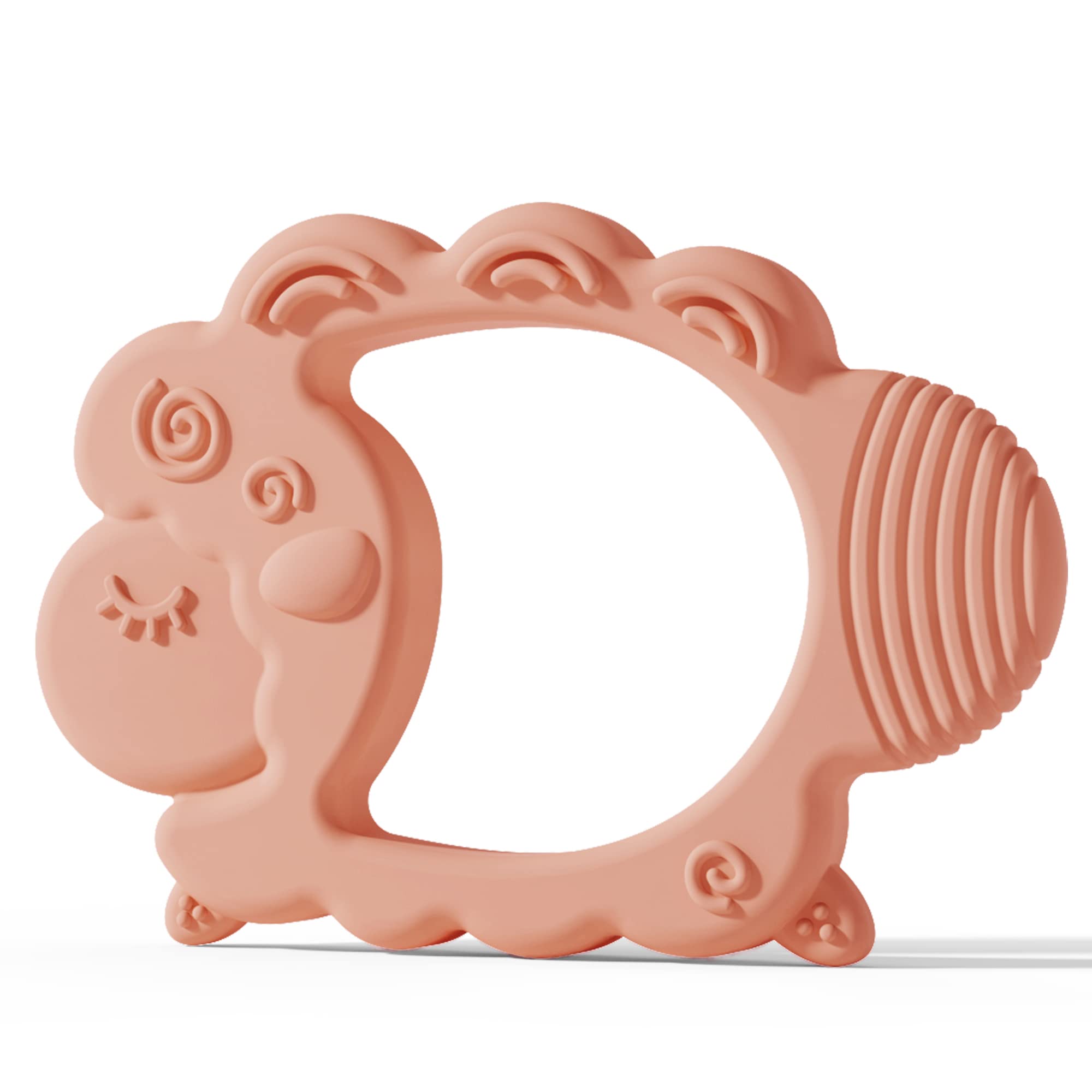 Moonkie Massaggia Gengive Neonati, Giochi Dentizione Neonato Silicone, Senza BPA, Gioco Gengive Neonato 3 Mesi +, Gioco per Dentini Neonato, Regali Neonato(Pecore Rosa Tenue)
