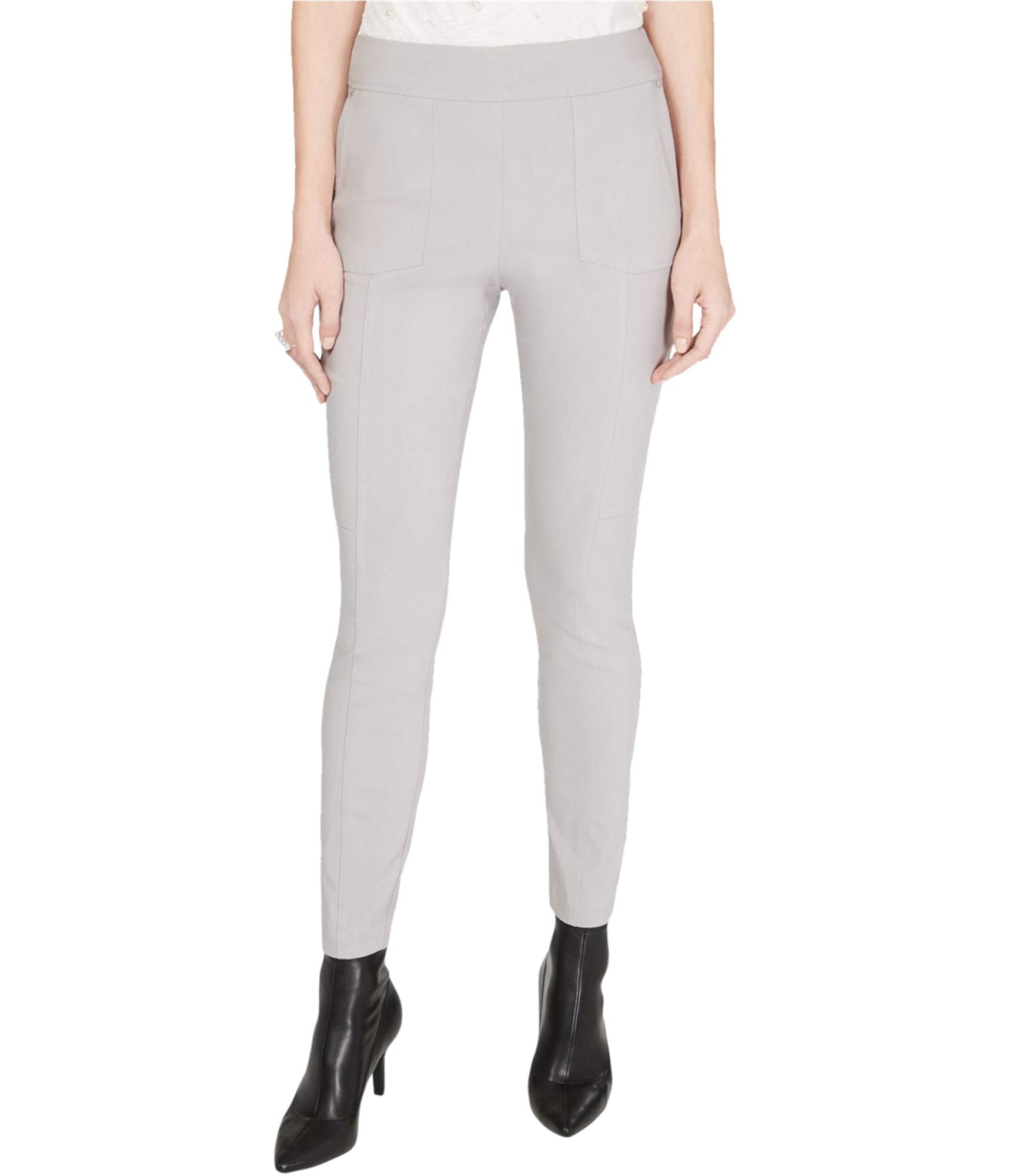 I-N-C Womens Pull-On Skinny Leg Casual Trouser Pants Grey 0