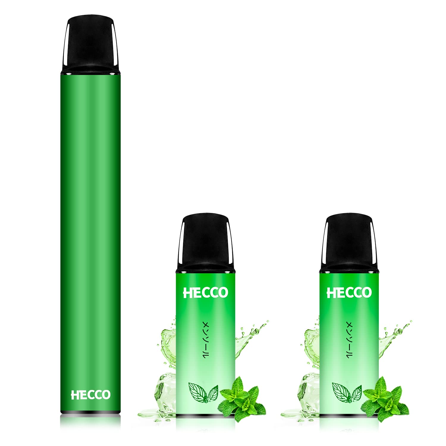 HECCO 電子タバコ メンソール ミント 清涼感 フレーバーポッド 使い捨て ポケットシーシャ 爆煙 交換用カートリッジ スターターキット M16型(グーリン本体+2個ポッド付き)