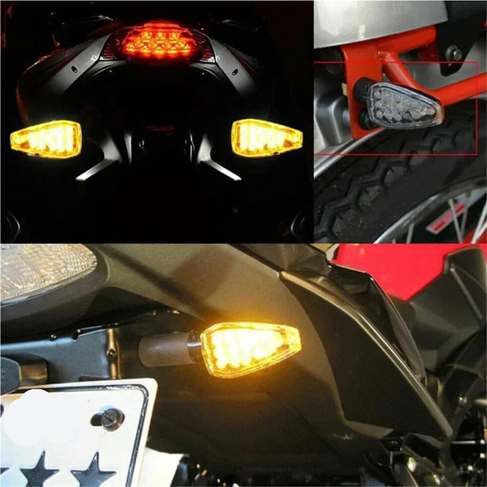 Faro Posteriore Stop Running Luci di direzione per motocicletta da 12 V, 14 LED, luce ambra, indicatore posteriore, segnalazione per