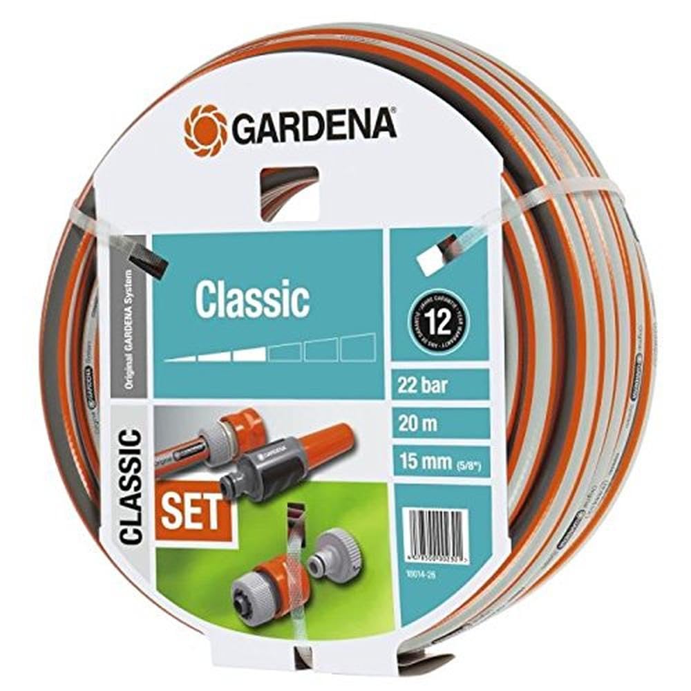 Gardena G18014-26 zestaw klasyczny Ø 15 mm wąż 20 m, standardowy, 3,70 x 3,70 x 1,10 cm
