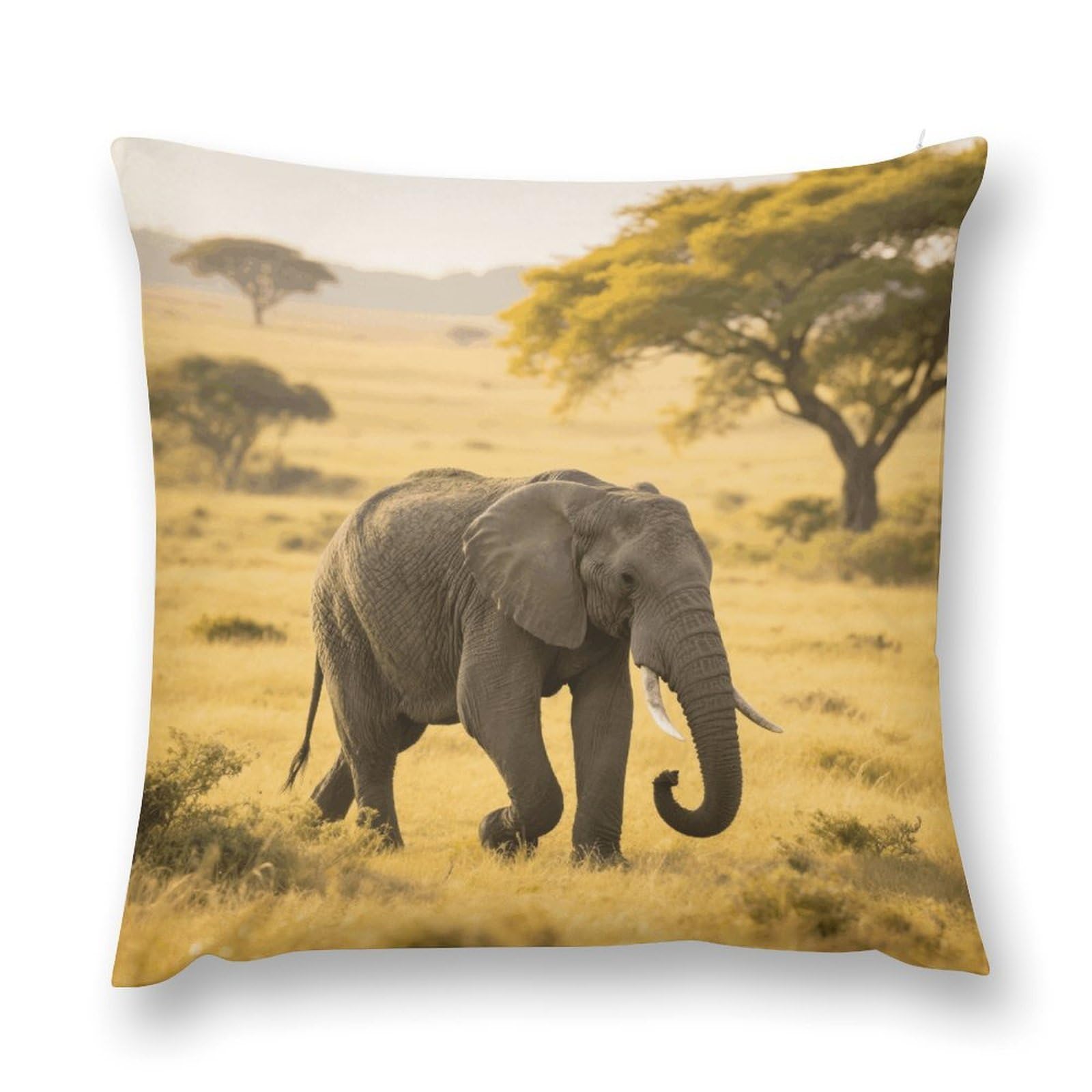 VstaDank Elephant Throw Pillow Cover with Hidden Zipper Farmhouse Couch Pillow Cover Cozy Soft Short Plush Cushion Case Fashion Square Decorative Pillow Cover for Living Room