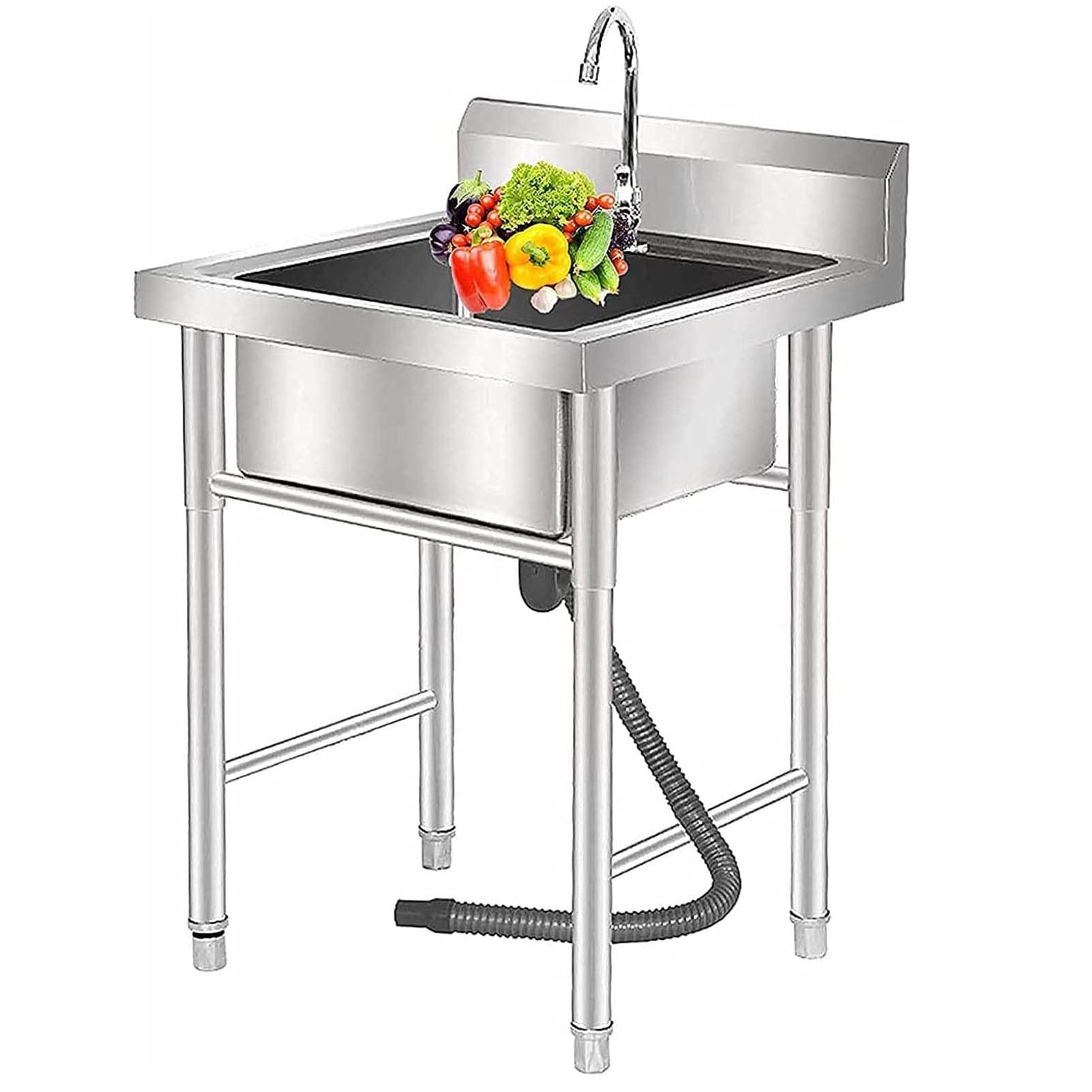 Bac buanderie commerciale inox avec robinet idéal pour restaurant