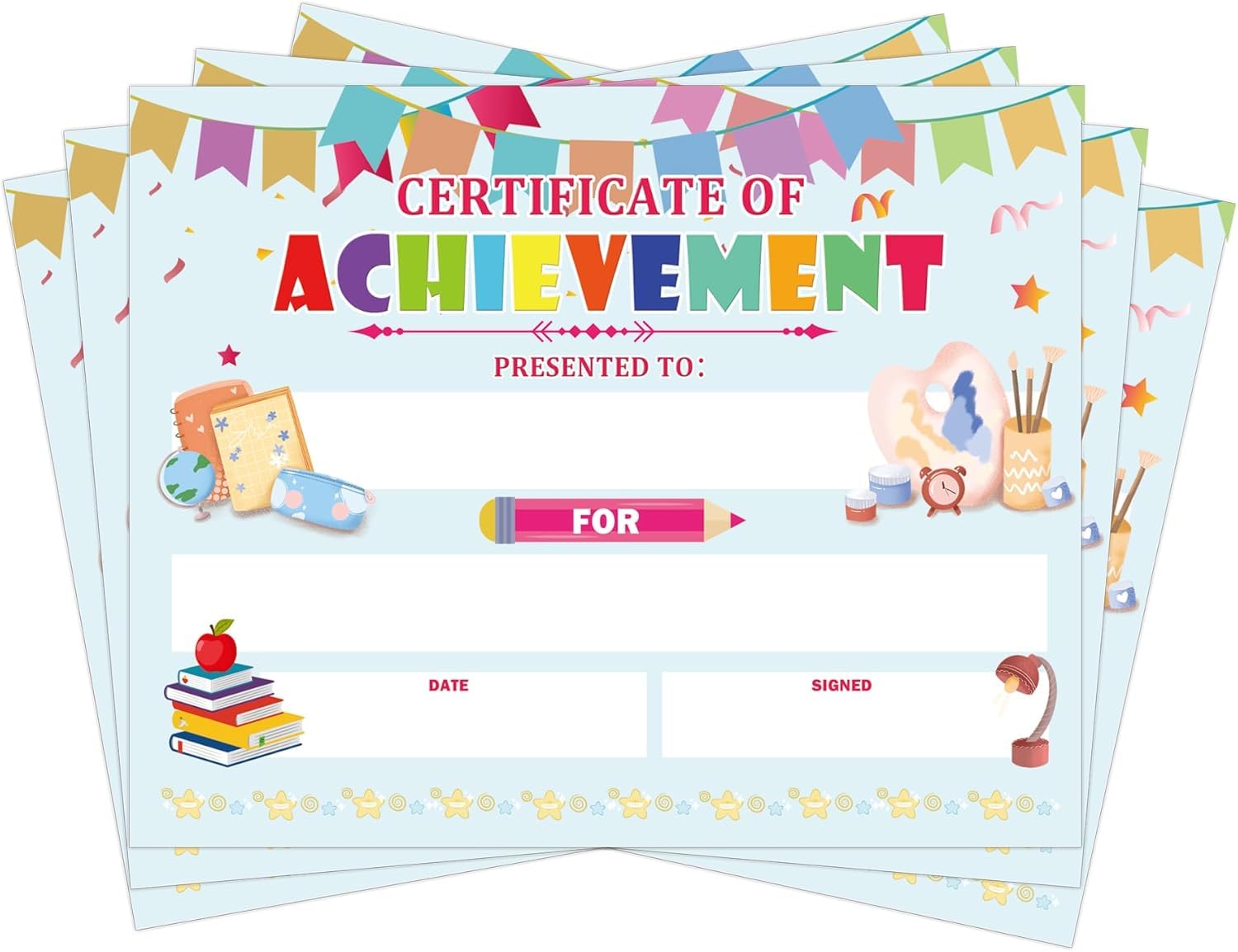 25 PCS Colorful Preschool Diploma Kindergarten Certificates 8x10 inch Graduation Honor List Certificates Achievement Award Certificates for Students