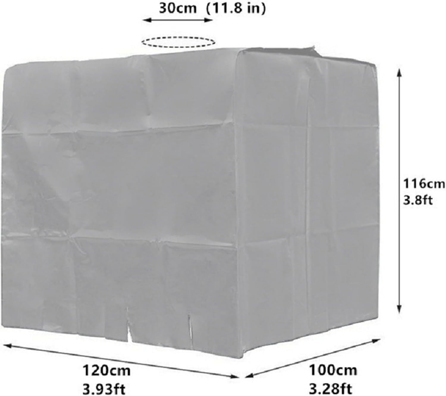 Tank Cover, 1 Pack IBC Tote Cover - Waterproof Dustproof Insulated Tank for 1000l Outdoor Water, Silver with Zipper, Lid & Buckles.