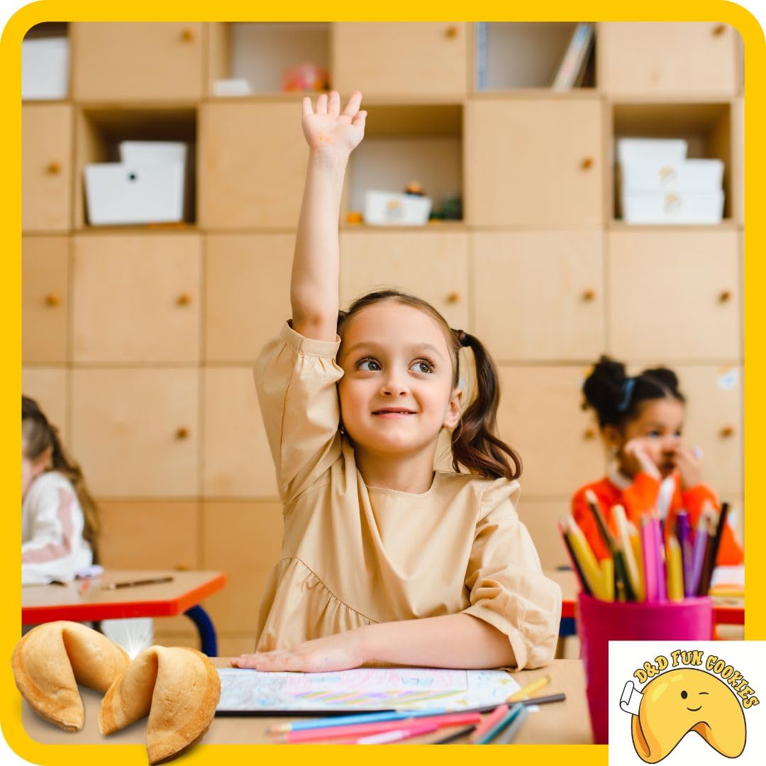 Biscotti della fortuna cinesi, biglietti profetici, per bambini a scuola, per bambini, biscotti della fortuna a merenda, magici, gusto vaniglia (100 pezzi)