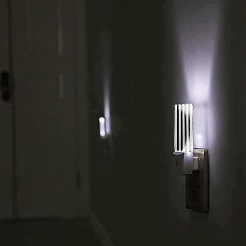 Miniatura 6 de WSOIHFEC Luz nocturna con estampado de rayas blancas y negras, enchufe a la pared, luces LED con sensor de atardecer a amanecer, lámpara de pared