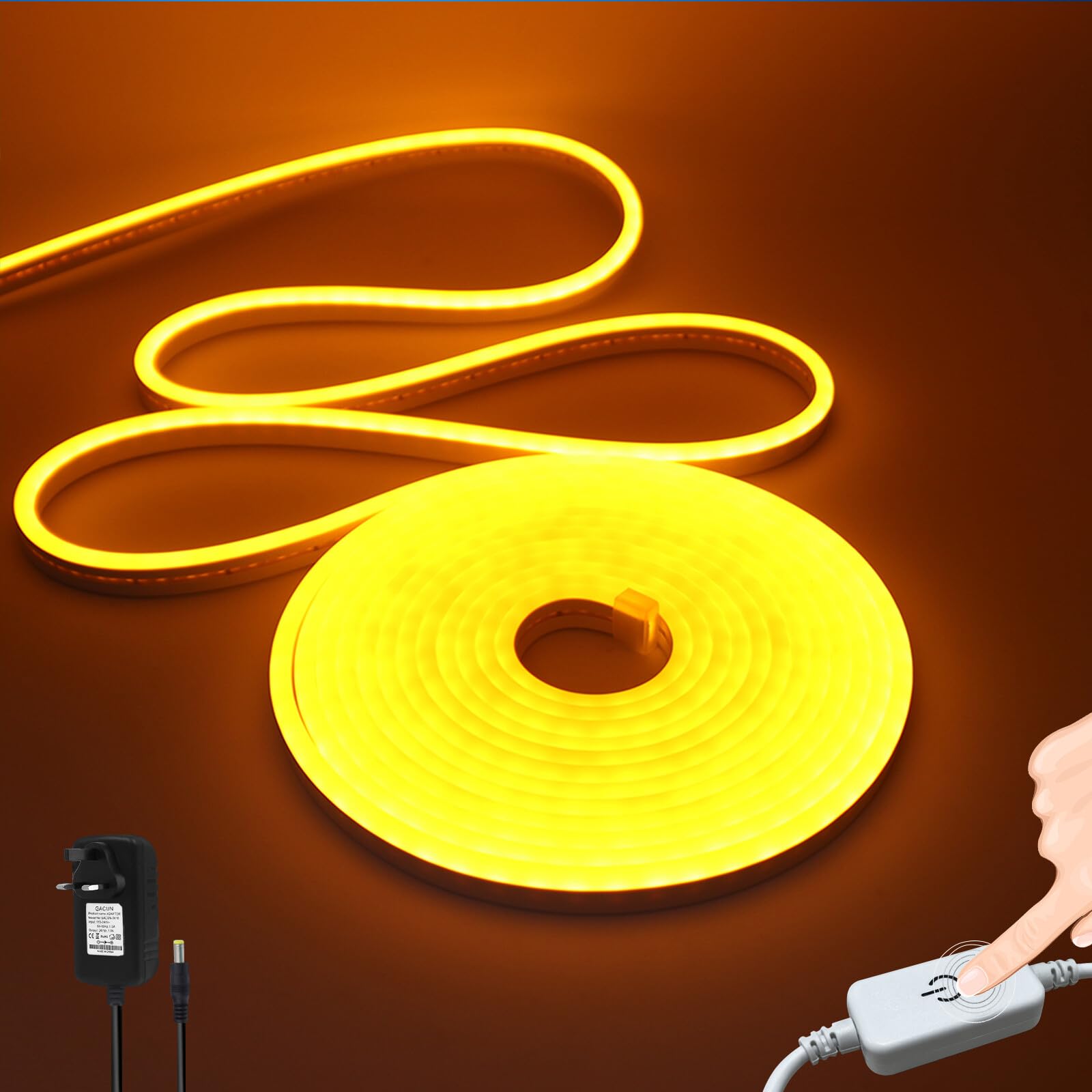 Wisada 24V Dimmable LED Neon Light Strip [1m, Orange], IP67 Waterproof Flexible, 120 LEDs/m SMD2835 LED Light Strip CRI85+, for Home/Store Decorative Lighting
