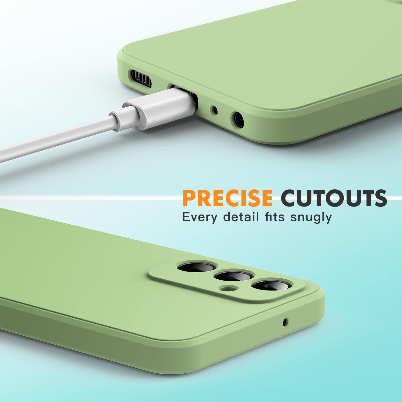 Byvuwiay Cover per Samsung Galaxy A25 5G con 2 Vetro Temperato Pellicola Protettiva, Custodia in TPU Ultra Sottile Antiurto Anti-Scratch Case, Verde Matcha