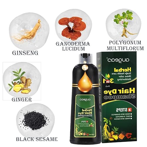 Miniatura 2 de AUGEAS - Champú permanente para el cabello negro de 16.9 fl oz, 3 en 1, champú orgánico natural de coloración rápida para hombres y mujeres para