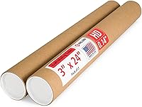 Vista 27 de Tubo de cartón reforzado resistente de 3 x 18 pulgadas, paquete de 2 tubos con 4 tapas, seguro aprobado por USPS, ideal para envío y almacenamiento