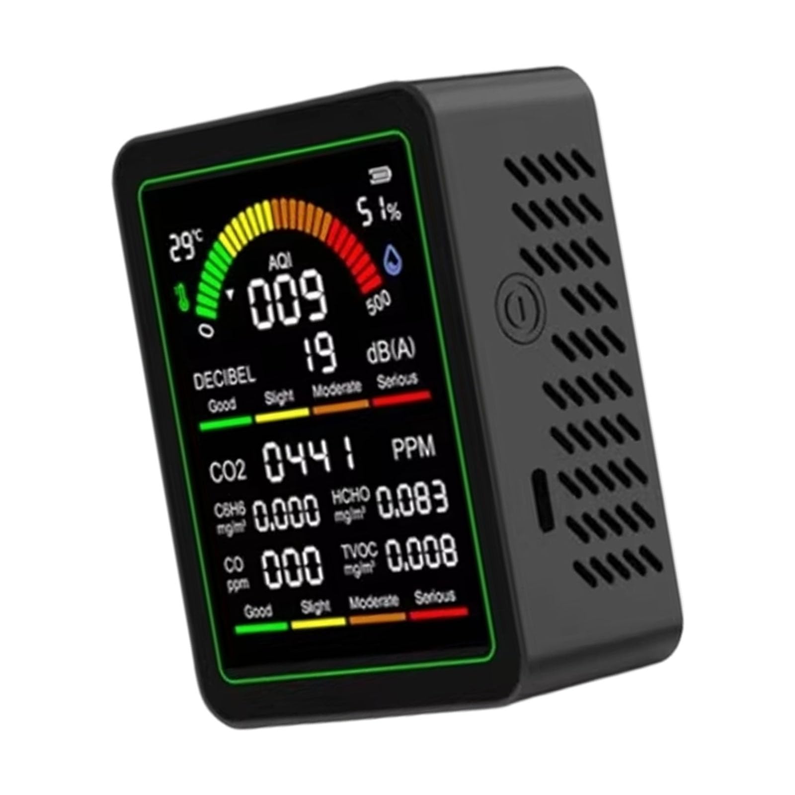 Multifunction Indoor Air Analyzers with CO2 C6H6 Formaldehyde TVOC Noise and Temperature Humidity Sensors Home Air Tester