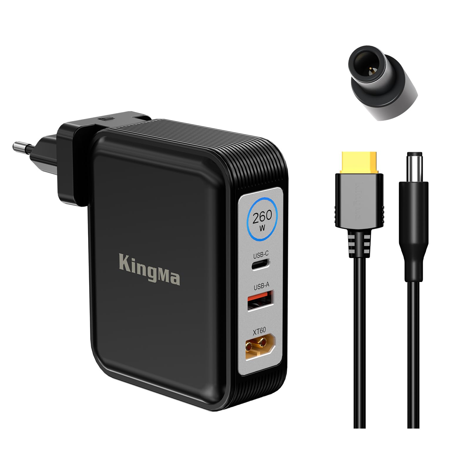 Caricatore portatile da 260 W (20 V/13 A), compatibile con Dell Alienware m16 R2/X16 R2, portatile GaN pieghevole per laptop da gioco, caricatore rapido PD 3.0 con cavo da 74 – 50 mm