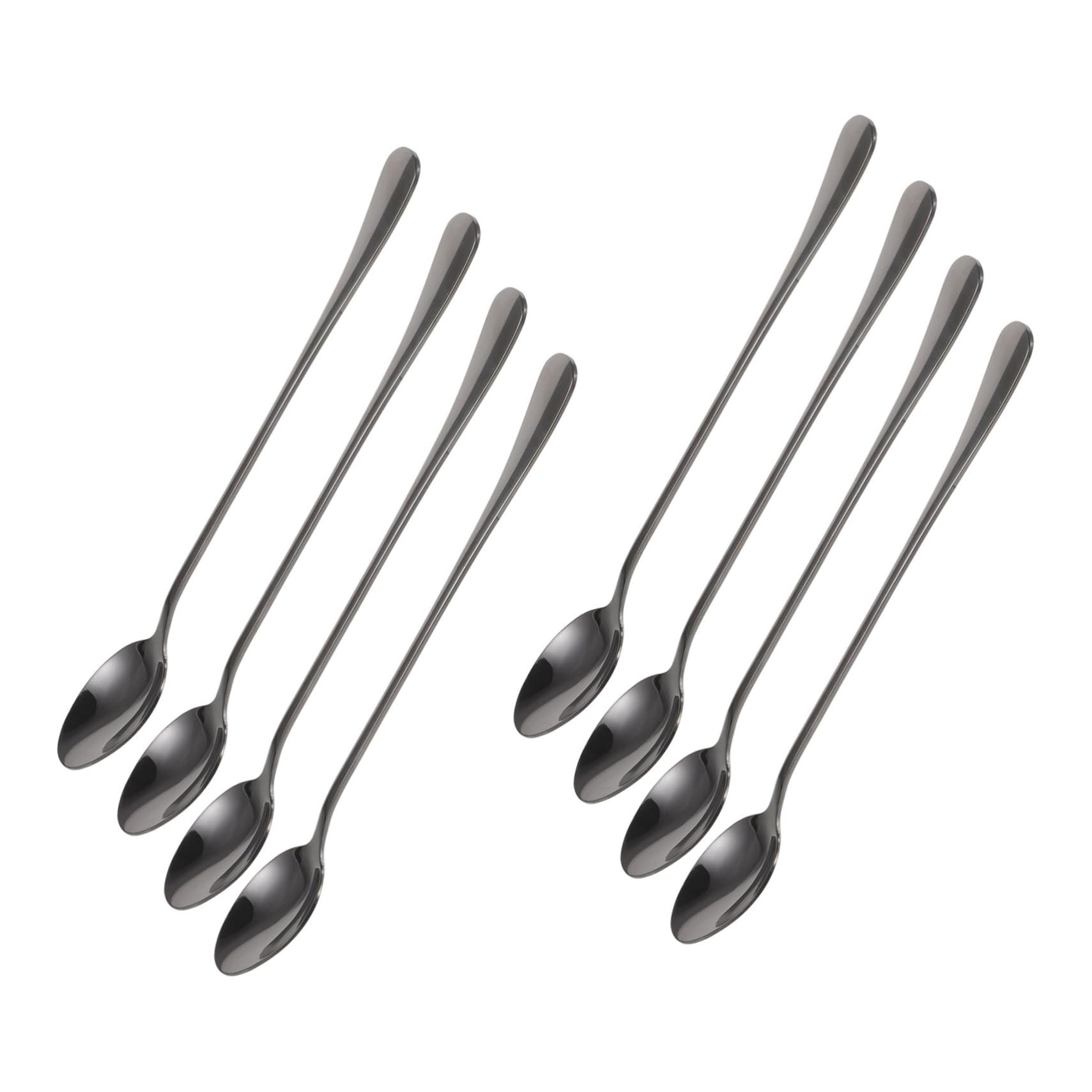 Amosfun 16 Pz cucchiai delicati cucchiai da latte ice cream scoop bar spoon frappè cucchiaio squisiti cucchiaini da caffè cucchiaino da caffè decorativo Acciaio inossidabile Black