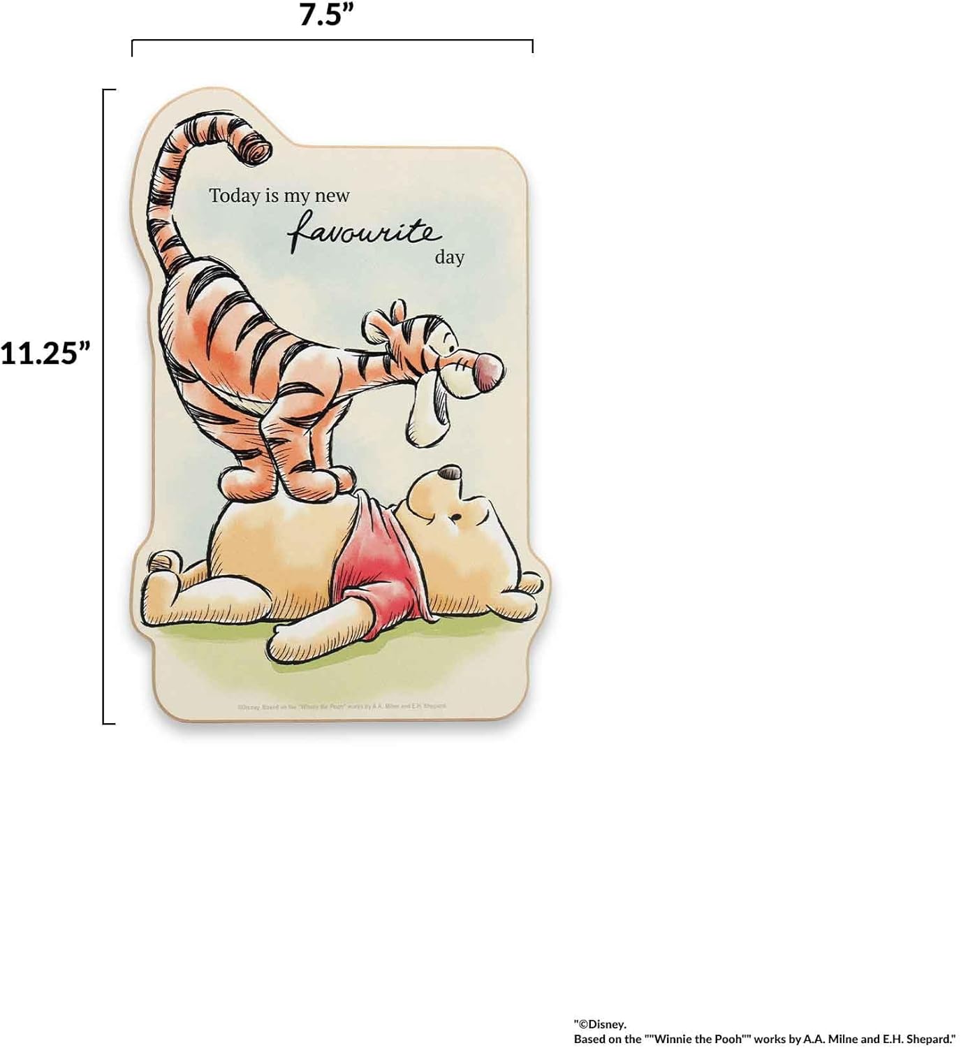 Open Road Brands Disney Winnie the Pooh and Tigger Today is My New Favorite Day Wood Wall Decor - Cute Pooh Wall Art for Kids' Bedroom or Nursery