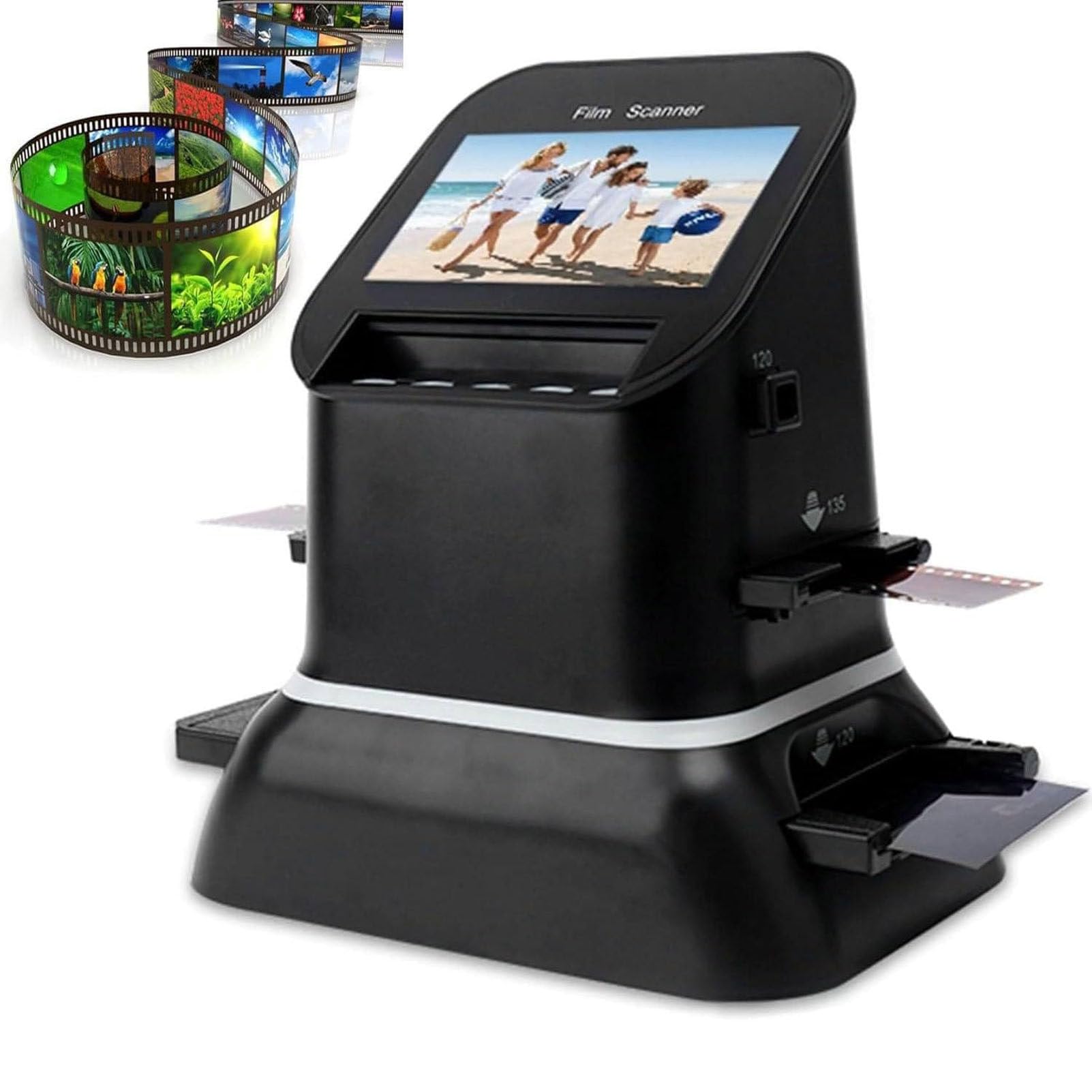 Film Slide Scanner, Digital Film Converter,High Resolution 120 Film Scanner 22 Mega Pixels Slide Negative Photo Scanne,with 4.3" LCD Screen