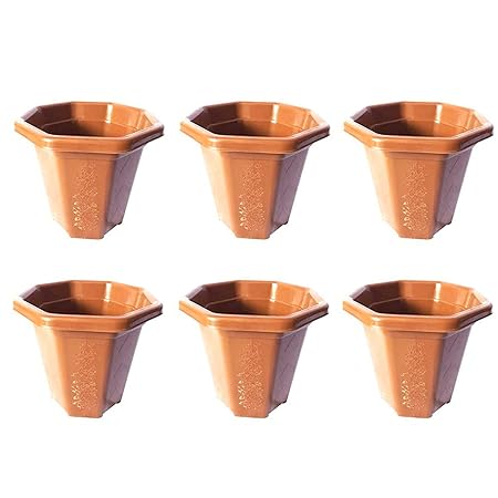 Plastic Flower and Plant Pot Set for Office, Home, Garden and Outdoor (6)