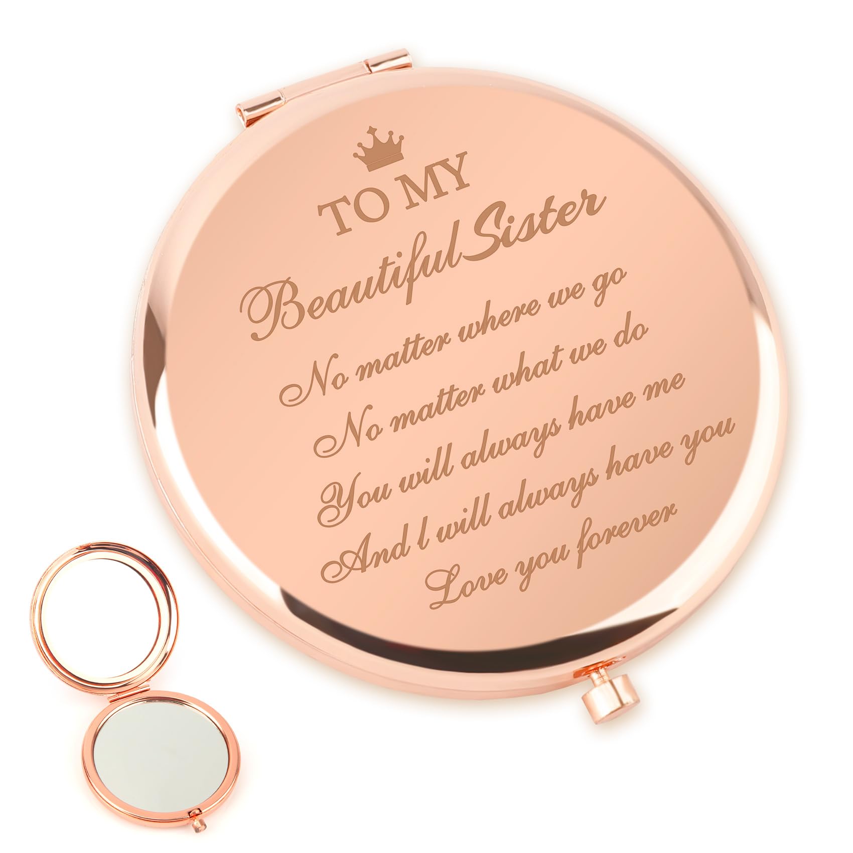 MystiCharm Sister Galantines Day Gifts, Sister Birthday Gifts, Gifts for Sister, Sister, Present for Sister, Soul Best Sister Gift Xmas Graduation Best Friends Friendship Makeup Mirror