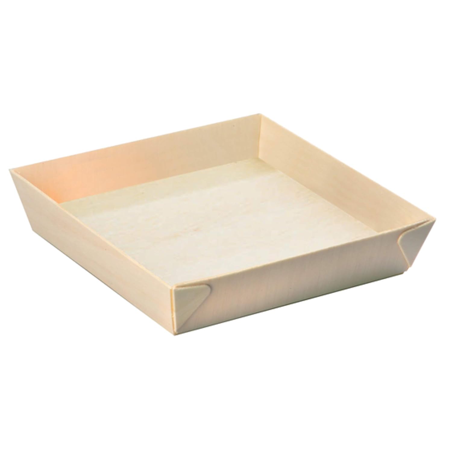 PacknWood -210SAMBQ170 Biodegradable Wood Tray for Serving,charcuterie Tray, Samurai Square Wooden Dish,(28 oz, 6.6" x 6.6" x 1.4") - Case of 100