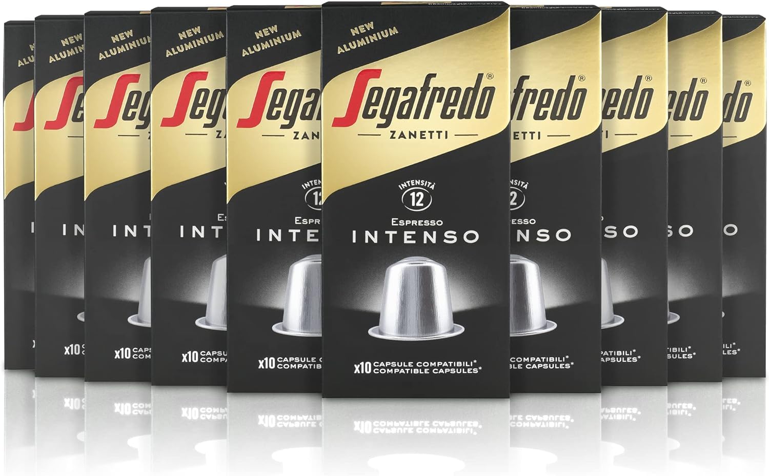 Segafredo Zanetti - 100 Nespresso® * Compatible Capsules, Intenso Coffee, Full and Persistent Taste - 10 Boxes of 10 Capsules
