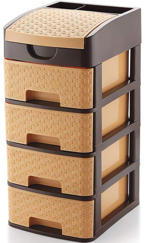 Tedemel Multipurpose Plastic Drawer System Organizer Rack for Home and Kitchen 4 Layers Drawer