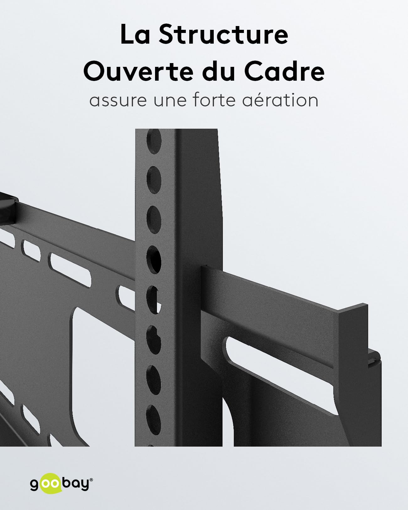 goobay Support TV Mural Fixe 43-100 Pouces 30,5 mm VESA 900x600 Charge Lourde Jusqu'à 75 kg - Pro FIXED XL - 49892