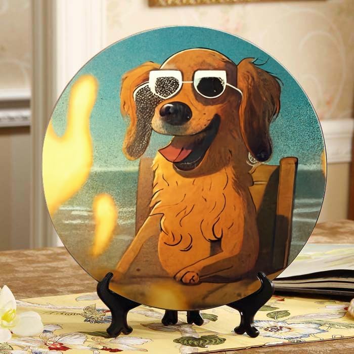 Deer 10-inch Ceramic Plate for Wall Display or Tabletop, with Stand & Hook DP-965610572