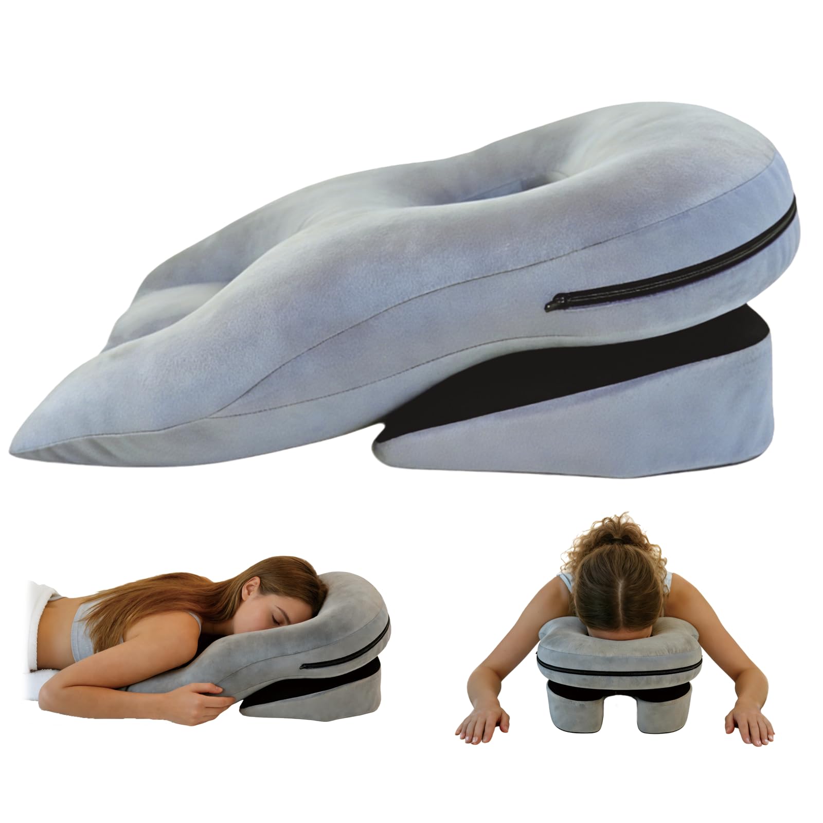 Almohada facial para dormir, almohada boca abajo para dormir para el apoyo después de intervenciones, cabecero de masaje ajustable en altura para la cama, equipo de recuperación de vitrectomía