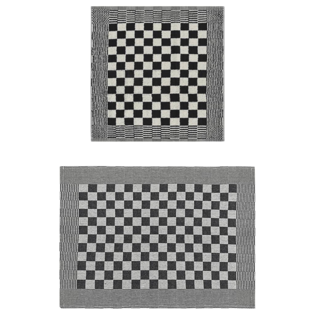 Juego de 50 toallas de algodón 100% en blanco y negro, 25 toallas de cocina y 25 toallas de invitados para limpiar, secar al aire, material suave y absorbente, versátil